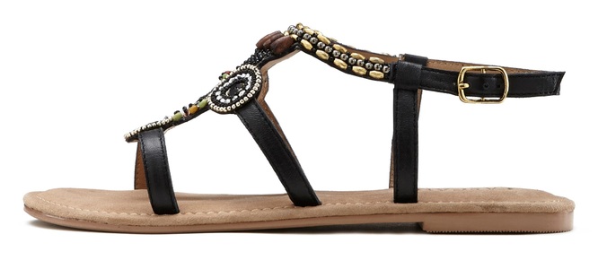 Lascana, LASCANA Sandale, LASCANA Sandale, Sandalette, Sommerschuh aus Leder mit Steinchen in Glitzer-Optik