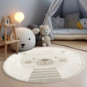 Carpet City, Carpet City Kinderteppich »MARA710«, rund, Kinderzimmer Teppich Tiere Beige Spielzimmer, Carpet City Kinderteppich »MARA710«, rund, 11 mm Höhe, Kinderzimmer, Kurzflor,robust,Tiere, Spielzimmer