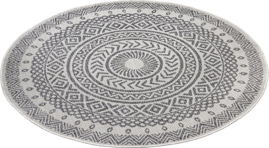 NORTHRUGS, NORTHRUGS Teppich »Giro«, rund, 4 mm Höhe, Flachgewebe In und Outdoor geeignet, Mandala Design, gekettelt, Wohnzimmer, Balkon, Terrasse, Garten, Robust, Pflegeleicht, NORTHRUGS Teppich »Giro«, rund, 4 mm Höhe, Flachgewebe Mandala Design, gekettelt, Robust, Pflegeleicht