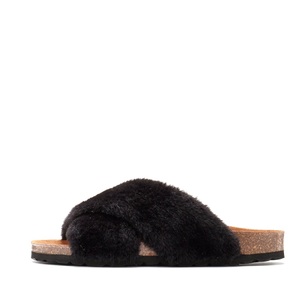 Lascana, LASCANA Pantolette, LASCANA Pantolette »Hausschuh, Mule, Sandale, offener Schuh,«, mit Korkfussbett und Fellimitat