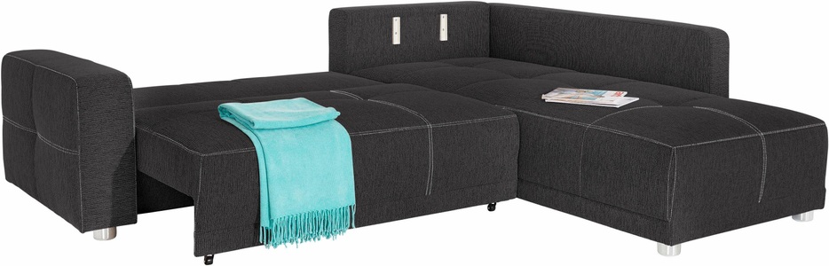 PLACES OF STYLE, Places of Style Ecksofa, mit Bettfunktion und Bettkasten, wahlweise mit 1 oder 3 Kopfstützen, 