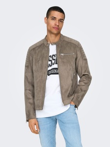 ONLY & SONS Lederimitatjacke »ONSGUS FAUX SUEDE RACER JACKET OTW NOOS«, ohne Kapuze