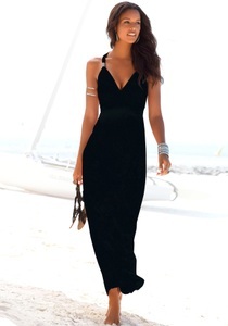 Lascana, LASCANA Maxikleid, LASCANA Maxikleid, mit verstellbarem Ausschnitt und gesmokter Taille, Sommerkleid, Basic