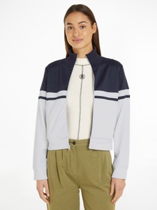 Tommy Hilfiger, Tommy Hilfiger Sweatjacke »BLOCKED STRIPE REG ZIPTHRU HWK«, mit Logostickerei, Tommy Hilfiger Sweatjacke »BLOCKED STRIPE REG ZIPTHRU HWK«, mit Logostickerei