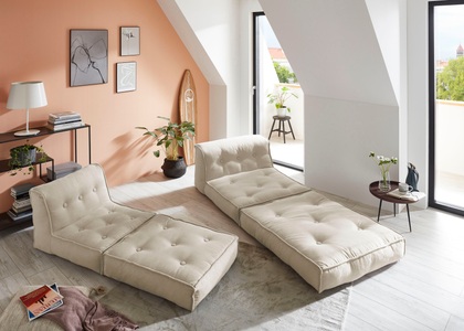 my home Sessel »Caspar«, Loungesessel in 2 Grössen, mit Schlaffunktion und Pouf-Funktion.