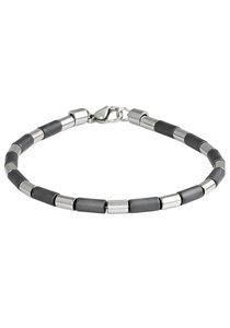 FIRETTI, Firetti Armband »Edelstahl Draht, Walzen, matt, glänzend«, Firetti Armband »Schmuck Geschenk Armschmuck Armkette Farbstein Edelstein Hämatit«, Made in Germany - mit Hämatit