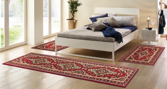 DELAVITA, Bettumrandung »Ali« DELAVITA, Höhe 7 mm, my home Bettumrandung »Oriental, Made in Belgium«, (3 tlg.), Läufer-Set, Kurzflor, Orient-Optik, mit Bordüre, pflegeleicht, elegant