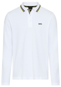 BOSS GREEN Langarm-Poloshirt »Plisy«, mit Streifen am Kragen