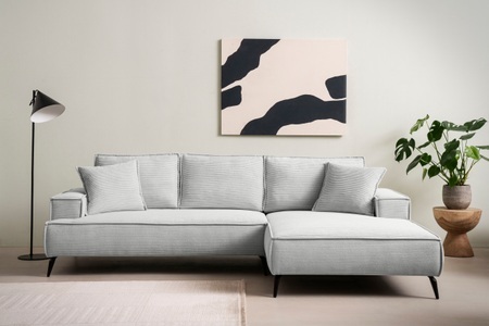 ANDAS, andas Ecksofa »TVINNU, L-Form in Cord, Sofa«, wahlweise Recamiere rechts/links, schwarze Füsse, bequemer Sitzkomfort