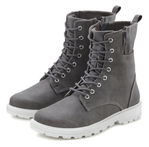 Lascana, LASCANA Stiefelette, Boots zum Schnüren in modischer Optik im Combat Look, LASCANA Stiefelette zum Schnüren, modische Optik im Combat Look, Reissverschluss-Boots
