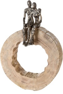 Schubiger, Schubiger Skulptur Together / Mangoholz, Casablanca by Gilde Dekofigur »Skulptur Together«, Dekoobjekt, Höhe 39 cm, aus Metall und Holz-Baumscheibe, Wohnzimmer