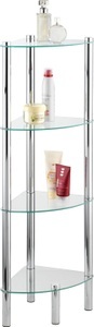 Wenko, Wenko - Eckregal Yago mit 4 Glasablagen - Chrom und Transparent, WENKO Eckregal »Yago«, 4 Etagen