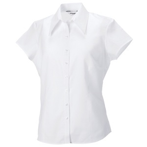 Russell, Russell Kurzarmbluse »Collection Damen Bluse Kurzarm´, tailliert«, Collection Bluse Tencel Kurzarm, Tailliert Damen Weiss XS