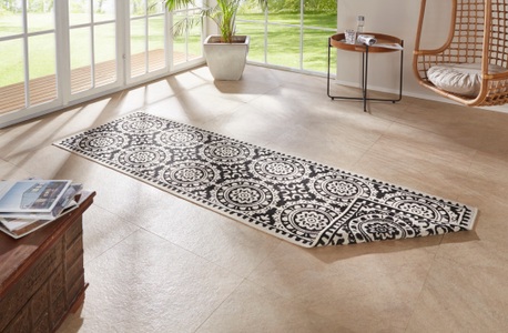 NORTHRUGS, NORTHRUGS Läufer »Jardin«, rechteckig, 5 mm Höhe, In-und Outdoor geeignet, Wohnzimmer, Balkon, Terrasse, Garten, Robust, Pflegeleicht, Flachgewebe, Wendbar, NORTHRUGS Läufer »Jardin«, rechteckig, 5 mm Höhe, Wendeteppich, In-& Outdoor, Vintage, Balkon, Garten, Wohnzimmer, Flur