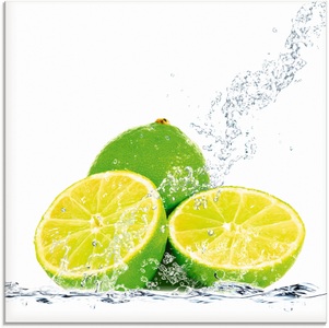 Artland Glasbild »Limette mit Spritzwasser«