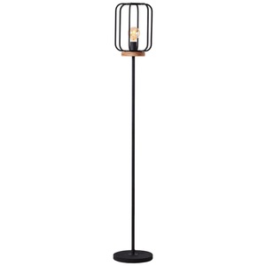 Brilliant, Stehleuchte Tosh mit Holzdetail, Brilliant Tosh 93145/66 Stehlampe E27 Holz (dunkel), Schwarz (korund)