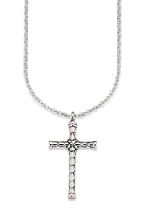 Bruno Banani, Bruno Banani Kette mit Anhänger »Kreuz, B4056N/20/00/55«, Bruno Banani Kette mit Anhänger »Schmuck Geschenk Halskette Kreuz Ankerkette Silberfarben«