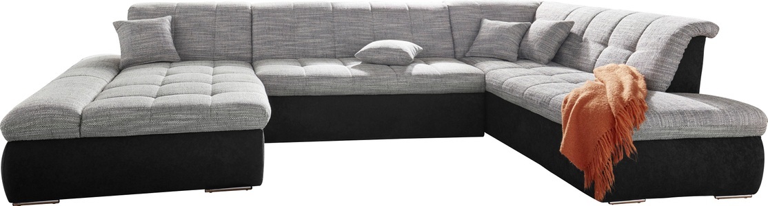 DOMO collection, DOMO collection Wohnlandschaft, DOMO collection Wohnlandschaft »PB Moric wahlweise mit Bettfunktion und Armteilverstellung U-Form«, XXL-Format B/T/H: 353/216/80 cm, feine Steppung, incl. Zierkissen