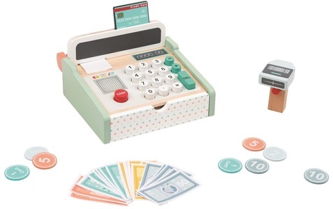undefined, Spielba - Kasse mit Scanner + Holzrechner - Ab 3 Jahren, Spielba Lernspielzeug »Spielgeld Ka«