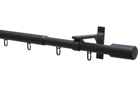 Gardinia, Gardinia Vorhangstange Set Thasos 190-360 cm, Schwarz-matt, GARDINIA Vorhangstange »Set Thasos«