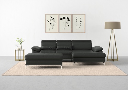 SIT&MORE, sit&more Ecksofa »Cabrio«, mit Sitztiefen- und Armteilverstellung sowie Federkern, 2 Nierenkissen, sit&more Ecksofa »Cabrio L-Form, B: 295 cm, mit Sitztiefen-, Arm- & Kopfteilverstellung« 2 Nierenkissen, Federkern, optional Bettfunktion und Stauraum