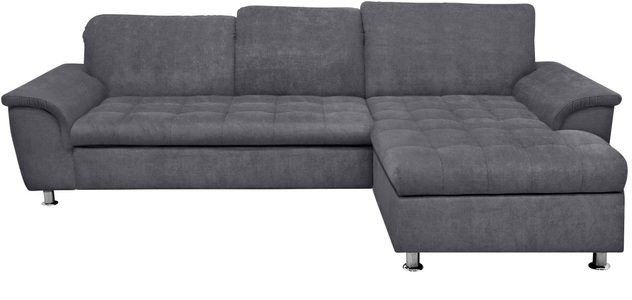 DOMO collection Ecksofa »Franzi B/T: 278/162 cm, L-Form, belastbar bis 140kg/ Sitz«, Chenille, dunkelgrau