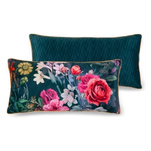 Descanso, Descanso Dekokissen »Simone«, mit Blumendruck, Descanso Dekokissen »Simone«, Mit Füllung, 1 Stück, Biese, 30x60, Wendeoptik, Weich, Blumen Bordeaux