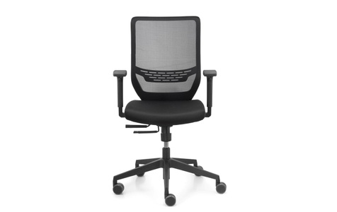 TrendOffice, TrendOffice Bürodrehstuhl TO-SYNC mit Armlehnen und Unirollen Netz-Rückenlehne, Dauphin Bürostuhl to-sync work mesh, mit Armlehnen, Synchronmechanik, Komfortpolstersitz, Netzrücken, schwarz/schwarz