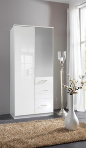 Wimex, Wimex Kleiderschrank »Clack«, MID.YOU Kleiderschrank in weiss, weiss hochglanz , Clack , Holzwerkstoff , 2 Fächer , 3 Schubladen , 91x199x58 cm , Hochglanz, Dekorfolie,Dekorfolie,Nachbildung,Nachbildung , In verschiedenen Grössen erhältlich , 001787073306