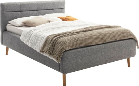 undefined, Bett LOTTE 140x200cm furniert / stoff grau, meise.möbel Polsterbett »Lotte«, mit Lattenrost und Bettkasten