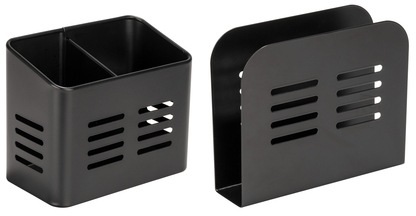 Wenko, WENKO Besteckkorb »Baco«, (Set, 2 tlg.), Serviettenhalter, pulverbeschichtetes Metall, WENKO Besteckkorb »Modell Baco«, (Set, 2 tlg.), Utensilienhalter für den Esstisch mit Serviettenhalter, Metall