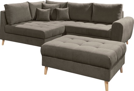 undefined, Ecksofa »Alice«, (Set), mit Hocker, Rückenkissen, Zierkissen, frei im Raum stellbar, ED EXCITING DESIGN Ecksofa »Alice L-Form«, (Set), mit Hocker, Rückenkissen, Zierkissen, frei im Raum stellbar