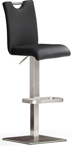 Livetastic, Livetastic Barhocker in metall, leder schwarz, edelstahlfarben , Bardo , Echtleder , 42x90x50 cm , gebürstet,pigmentiert , 000196066621, Livetastic Barhocker in metall, leder schwarz, edelstahlfarben , Bardo , Echtleder , 42x90x50 cm , gebürstet,pigmentiert , 000196066621