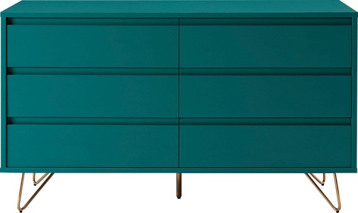 mutoni casual, Kommode Breit 6 Schubladen blau, Kommode Breit 6 Schubladen blau