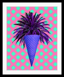 QUEENCE, queence Bild »Stella«, Palmen, Palme, Eis, gerahmt, Blätter, queence Bild »Stella«, Eis-Palmen-Pflanzen-Pflanzenbilder-Foto-Kunst-Lebensmittel, HD Premium Poster-Druck inkl. Holzrahmen