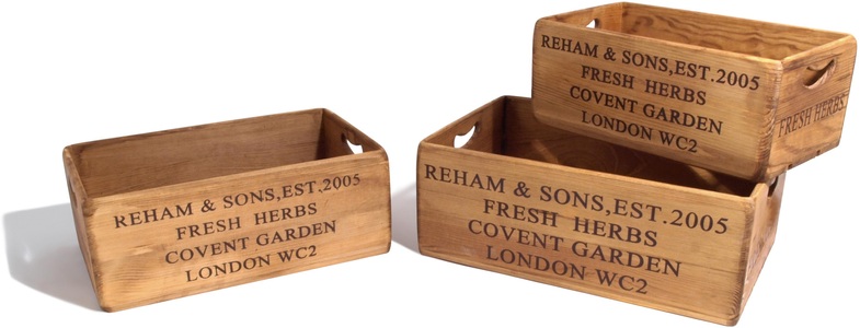 Franz Müller Flechtwaren, Franz Müller Flechtwaren Holzkiste, (Set, 3 St.), mit Schriftzug, Franz Müller Flechtwaren Holzkiste, (Set, 3 St.), mit Schriftzug