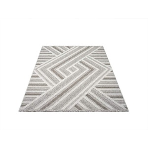 Carpet City Teppich »LINDO 7590«, rechteckig, Kurzflor, Hochtief-Muster/ 3D-Effekt, Fransen, Boho-Stil, Wohnzimmer