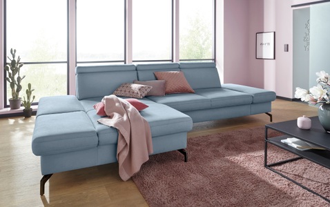sit&more Ecksofa, Fusshöhe 15 cm, inklusive Sitztiefen-, Armteil- und Kopfteilverstellung