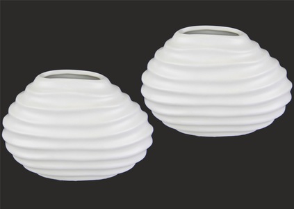 IGEA, I.GE.A. Dekovase »Keramik-Vase«, 2er Set Kleine Vase Weiss Modern Keramik Tisch Küche Büro Pampasgras, I.GE.A. Dekovase »Keramik-Vase«, 2er Set Kleine Vase Weiss Modern Keramik Tisch Küche Büro Pampasgras
