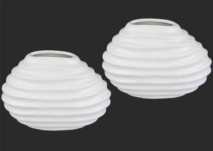 IGEA, I.GE.A. Dekovase »Keramik-Vase«, 2er Set Kleine Vase Weiss Modern Keramik Tisch Küche Büro Pampasgras, I.GE.A. Dekovase »Keramik-Vase«, 2er Set Kleine Vase Weiss Modern Keramik Tisch Küche Büro Pampasgras