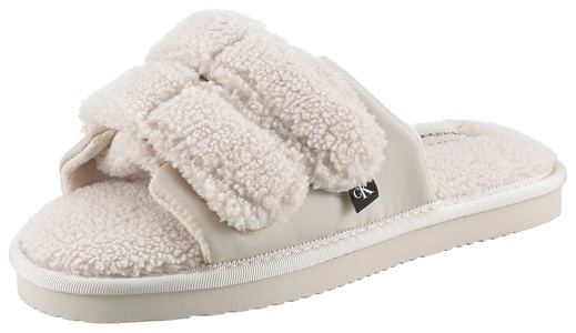 CALVIN KLEIN JEANS, Calvin Klein Jeans Pantoffel »HOME SLIDE VELCRO SHEARLING«, in kuscheliger Optik, 