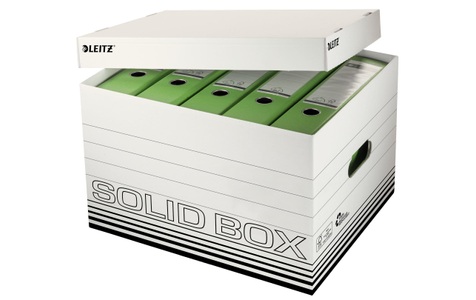 Leitz, Archivbox Leitz Solid Box L 6119, mit Deckel & Aufbau-Automatik, 10 Stück, weiß, LEITZ Aufbewahrungsbox »Solid Box Grö«, (10 St.)