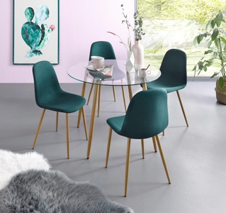 MY HOME, my home Essgruppe »Miller«, (Set, 5 tlg.), Glastisch mit 4 Stühlen (Webstoff), INOSIGN Essgruppe »Miller«, (Set, 5 tlg.), Glastisch mit 4 Stühlen (Webstoff)