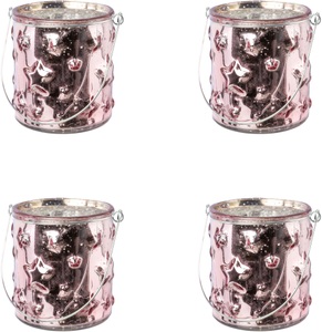 Creativ Deco, Creativ deco Windlicht, (4 St.), Glas mit Stern-Struktur, Creativ deco Windlicht »Weihnachtsdeko«, (4 St.), Glas mit Stern-Struktur