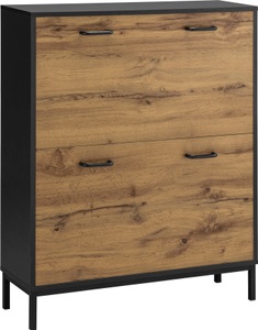 PLACES OF STYLE, Places of Style Schuhschrank »Rocco«, mit 2 Klappen, mit Platz für 15-18 Paar Schuhe, Griffe aus Metall, Breite 80 cm, Höhe 100,5 cm, Places of Style Schuhschrank »Rocco«, mit 2 Klappen, Griffe aus Metall, Breite 80 cm, Höhe 100,5 cm