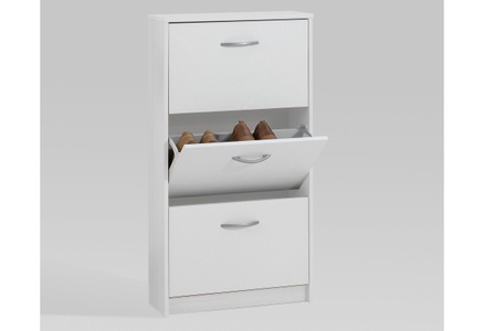 FMD, FMD Schuhschrank mit 3 Kippfächern Weiß, FMD Schuhschrank »Step 3«, Breite 58,5 cm, Tief 17 cm, mit 3 Klappen, Schuhkipper