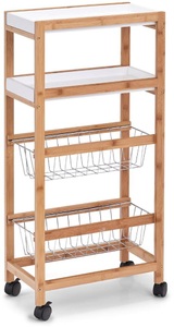 Zeller, Zeller - Nischen-Rollwagen Bambus MDF - 40 x 22 x 83 cm, Zeller Present Küchenwagen »Bamboo«, mit vier Ablagemöglichkeiten