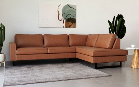 PLACES OF STYLE, Places of Style Ecksofa »Pinto«, mit Keder und Metallfüssen, Places of Style Ecksofa »Pinto, 290 cm, Ottomane links / rechts«, Cord, Feincord, Luxus-Microfaser Leder und Chenille