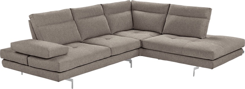 CALIA ITALIA, CALIA ITALIA Ecksofa »Toby Wing«, Sitztiefenverstellung, Eckelement mit Funktion, Füsse in Chrom glänzend, CALIA ITALIA Ecksofa »Toby Wing, L-Form, Multifunktionssofa, bequem und edel«, Sitztiefenverstellung und Armteilfunktion, Füsse chrom glänzend