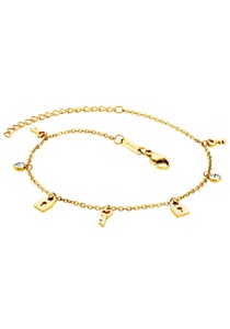 Julie Julsen, Julie Julsen Fusskette mit Anhänger »ANKLET, LOCKS & KEYS, JJAC29212G, JJAC29212S«, Julie Julsen Fusskette mit Anhänger »ANKLET, LOCKS & KEYS, JJAC29212G, JJAC29212S«, mit Zirkonia (synth.)